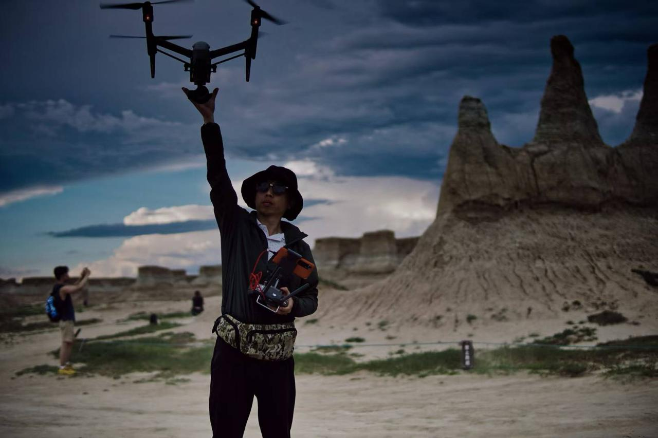 At work during a drone filming project.