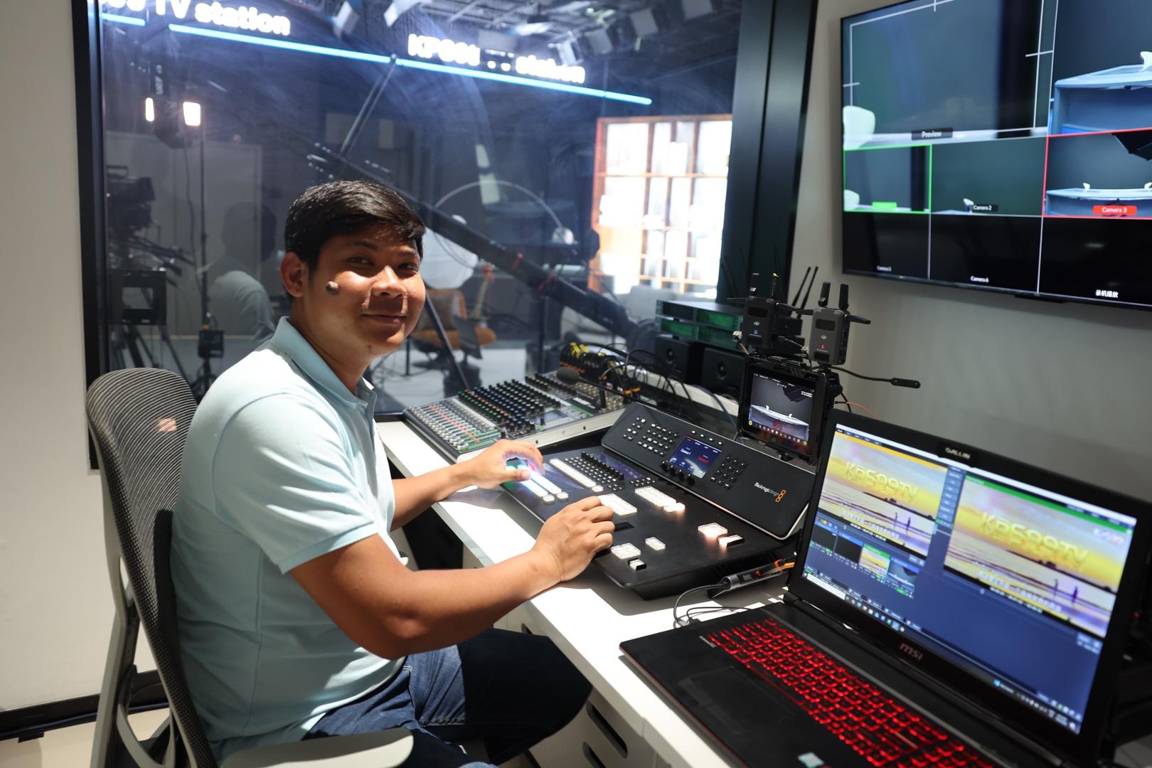 Operating broadcast equipment in the studio control area