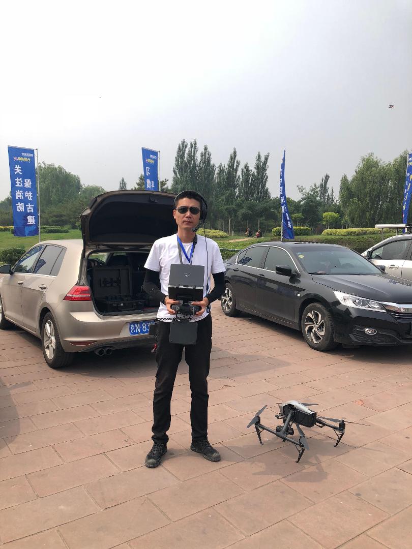 Aerial-filming support for an event.